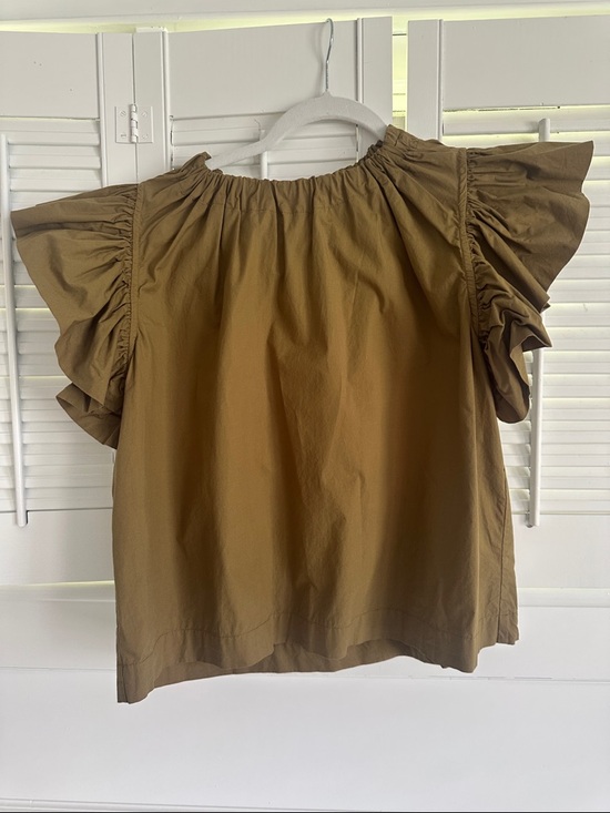 Ulla Johnson Tops - Ulla Johnson Women’s Ruffle Sleeve Blouse in Olive Green